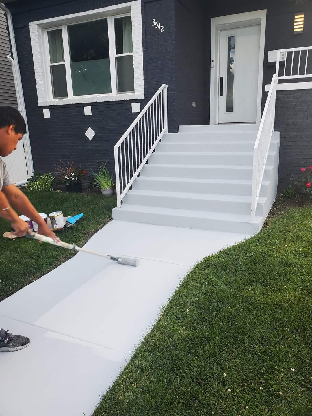 white sidewalk painting